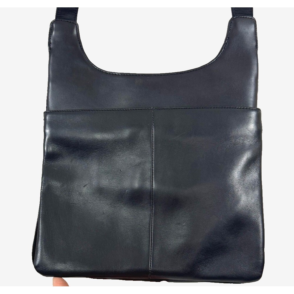 Retro Y2K Nine West Black Leather Crossbody Bag Small Adjustable Strap Purse 90s